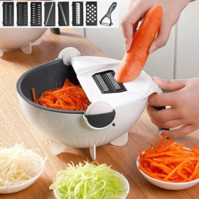 China Wholesale Multifunctional Vegetable Grater Drain Basket Cutter 9-in-1 Stored Double Vegetable Grater for sale