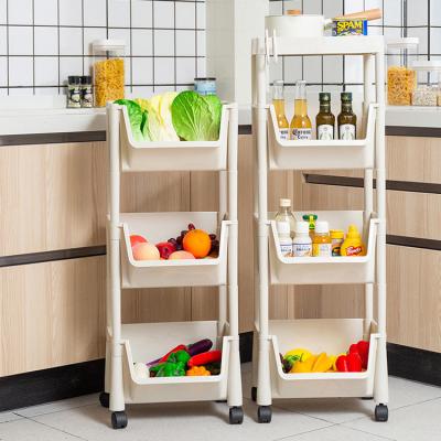 China Hot Selling Viable Household Plastic Storage Racks 2 To 5 Layers Rolling Cart Kitchen Storage Rack for sale