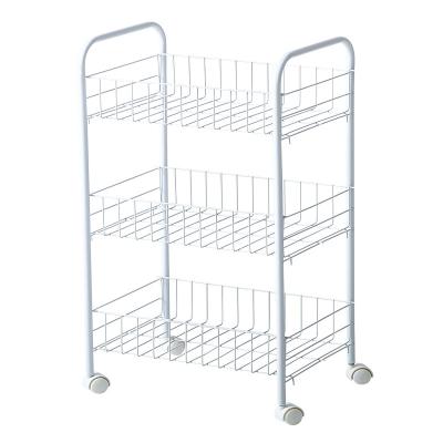 China Kitchen Kitchen Storage Rack 3 Tier Rolling Metal Cart Cart Mobile Serving Carts for sale