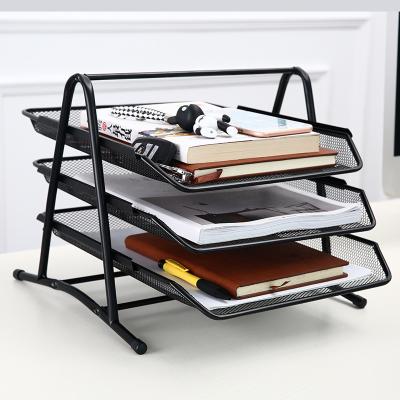 China Modern Metal Mesh Desktop Multi-Layer Document Rack Pull-Out Data Rack for sale