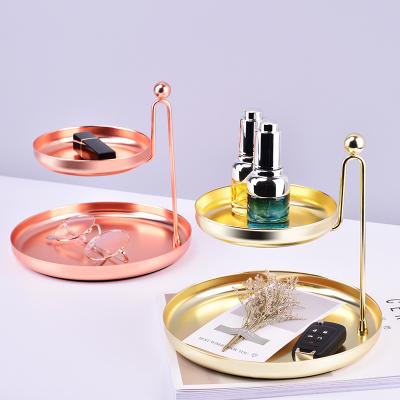 China Viable Plated Double Layer Jewelry Storage Tray Table Storage Rack for sale