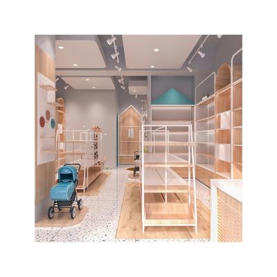 China Customizable eco board wholesale 2022 fashion steel/steel/eco panel shelving racks for clothing store for sale