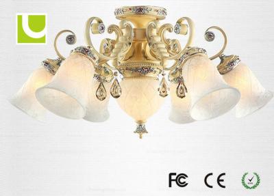 China Luxury 110v / 240v Crystal Flush Chandelier Ceiling Lights For Living Room for sale