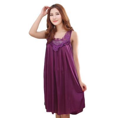 China QUICK DRY Plus Size Loose Plus Size Ice Silk Sleeveless Nightgown Long Nightgown Skirt for sale