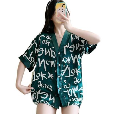 China Wholesale-external cardigan wear summer foreign trade women's thermal silk cardigan pajamas home suit loose short-sleeved thin wear for sale