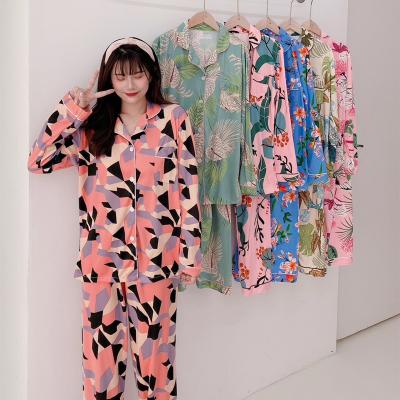 China Pajamas Women's Autumn Cardigan Breathable Pink Panda Button Suit Cartoon Long Sleeve Fashion New Can Be Worn Outside The Lapel Home Served for sale