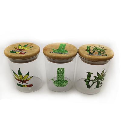 China 30ml 40ml 60ml 80ml 100ml 120ml Glass Food Jars Wooden Lid Storage Jar Eco-friendly Glass Container for sale