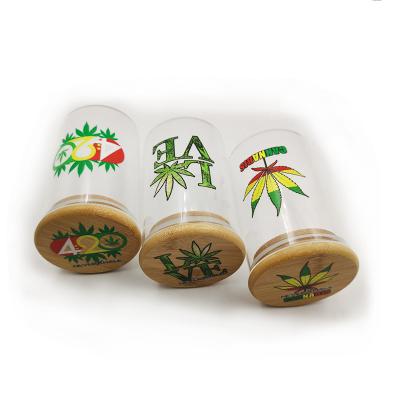 China Herb Glass Jar Customizable Eco-Friendly Sticker With Bamboo Lid Herb Glass Jar Empty Storage Container for sale