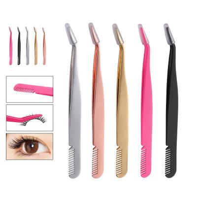 China Durable 45 Degree Curved False Lash Applicator Tool Eyelash Extension Tweezers for sale