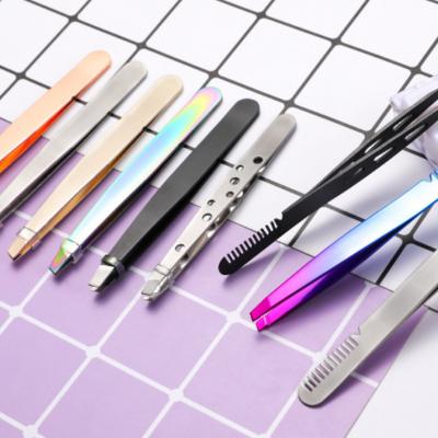 China Eyebrow Tweezers and Eyelash Kit Private Label Eyebrow Tweezers Packing Eyebrow Scissor Tweezers Flat Tweezer Set for sale