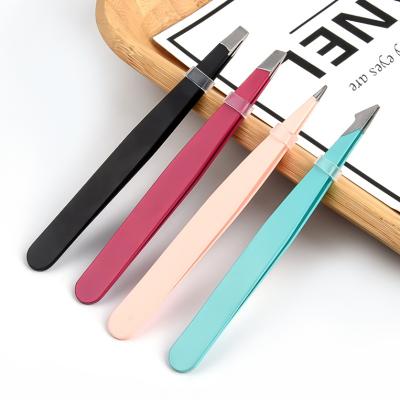 China Tweezers Angled Flat Eyebrow Set Professional Bling Black Tweezer Eyebrow Tweezers Wick Applicator Clips for sale