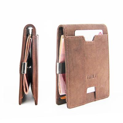 China Custom Slim RFID Mens Card Holder Wallets With Money Clip for sale