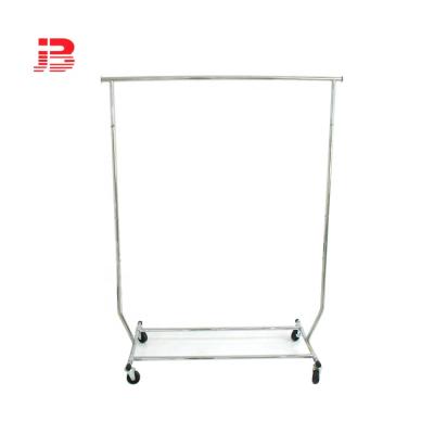 China Clothing Store Heavy Duty Telescopic Iron Mounted Display Racks Landing Clothes Show Store Shelf for sale