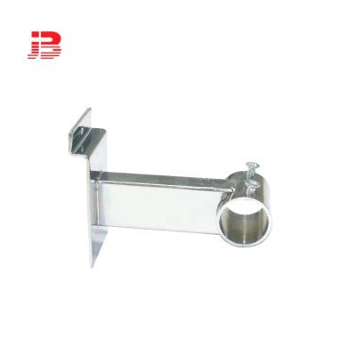 China Metal Slatwall Round Tube Hang Rail Bracket Chrome Hangrod Bracket JB-418-4 for sale