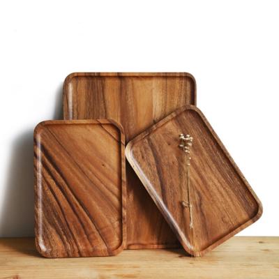 China Sustainable Food Fruit Hand Child Kitchen Play Set Wooden Dry Hot Dish Personalize Acacia Wooden Wood Tray Serving Dish For Hotel for sale