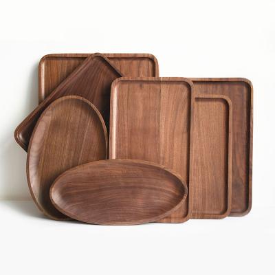 China Light Sustainable Wooden Dish Dinner Dessert Lunch Personal Cheese Pizza The Log Dish For Kid Serving Steak Biodegradable for sale