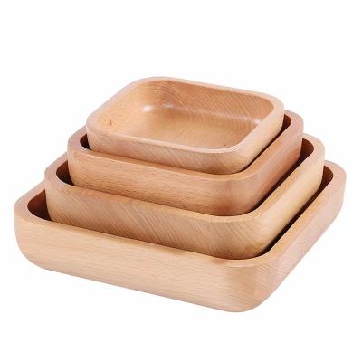 China Large 4 Piece Sustainable Natural Artistic Baby Acacia Wooden Salad Round Set Modern Handicraft Large Wooden Bowl For Bread Serving for sale