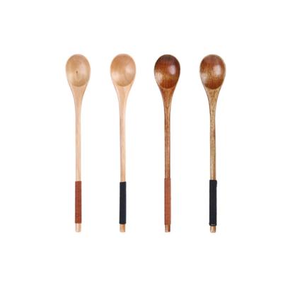 China Nanmu Sustainable Serving Wooden Handle Long Cosmetic Spoon Set For Body Scrub for sale