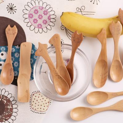 China Cheap Viable Small Funny Animal Lotus Wooden Spoon For Cream for sale