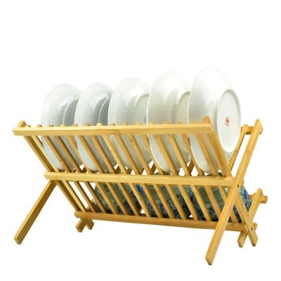 China Sustainable Bamboo Dish Drying Dry Folding Storage Rack Kitchen Dish Cup Dry Bamboo Rack for sale