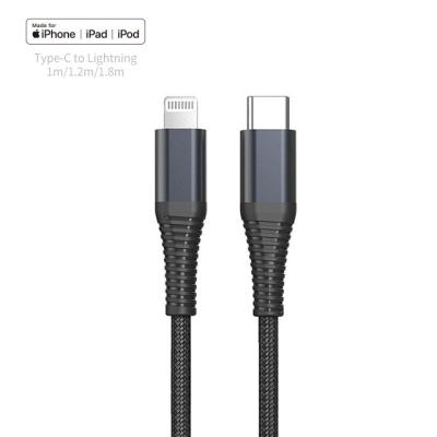 China Mfi MFI certified factory palladium lightning to usb-c cable type c to lightning mfi c94 charger 20w iphone usb cable for sale