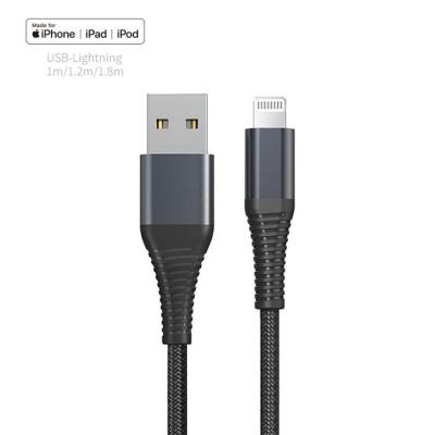 Cina original mobile phone connector mfi cable c89 nylon braided mfi certified usb cable 8pin charging cable for iphone charger in vendita