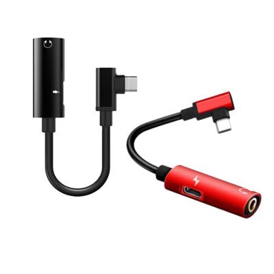 Κίνα Camera 2 In 1 90 Degree Usb Type C Cable Converter To 3.5mm Earphone Jack Audio Connector Adapter For Android Phone προς πώληση