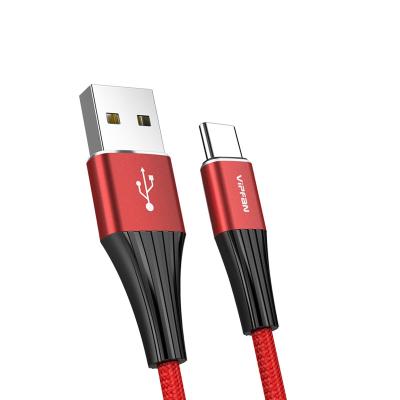 China Two kinds of color injection data cable 2.4A three type common aluminum filling nylon usb c cable alloy braid 1.2m usb c cable Te koop