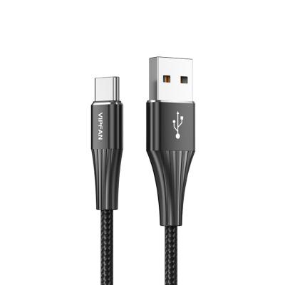 China Two color injection data cable Vipfan 2020 usb cable 1.2m cable double usb type customizable c OEM logo double sided plugnylon usb cable for sale