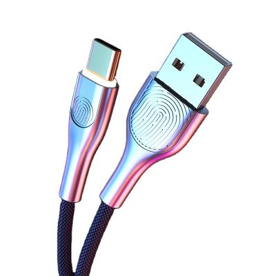 China Two color injection data cable 2.4A pigtail 1.2m zinc alloy telephone line cable type fast charger c cable Te koop