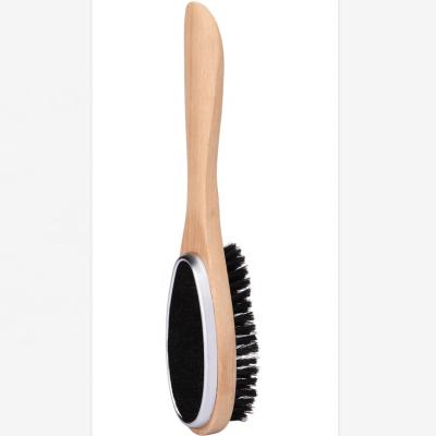 China Manual 3-in-1 wooden clothes brush with shoe horn for sale