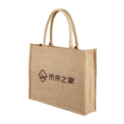 China Durable Popular Green Recycled Embroidered Grocery Shop Shopper Cloth Jute Shopping Bag Durable Women Shopping Gift for sale