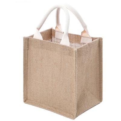 China Goods Wholesale 100% Eco Friendly Custom Colored Printed Biodegradable Hessian Jute Fabric Customer Tote Bag for sale