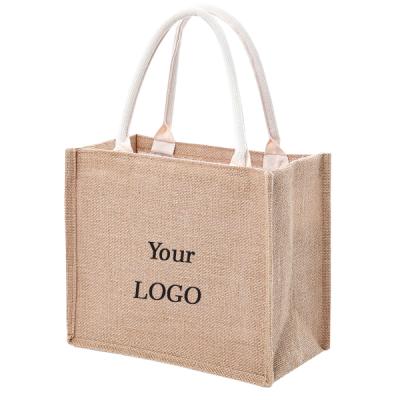 China Customizable Size Eco - Friendly Promotional Sustainable Recycle Natural Reusable Shopping Canvas Tote Jute for sale