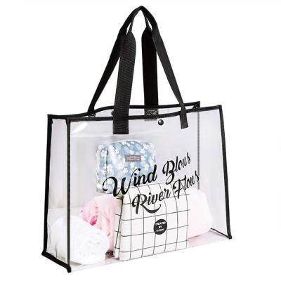 China Recyclable Custom Luxury Soft PVC Woman Zipper Waterproof Transparent Clear Shopping Tote Bag for sale