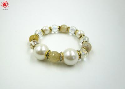 China Engagement Girls White Pearls Bead Charm Bracelet With Crystal for sale