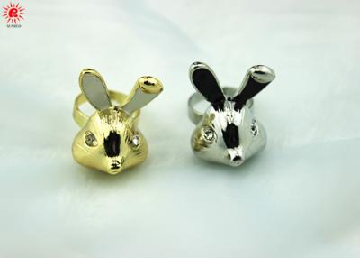 China Adjustable Silver Cute Metal Finger Rings With Rabbit , Custom for sale