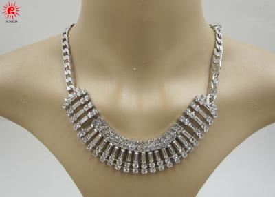 China Girls Silver Trendy Fashion Jewelry Necklace With Rhinestone for sale