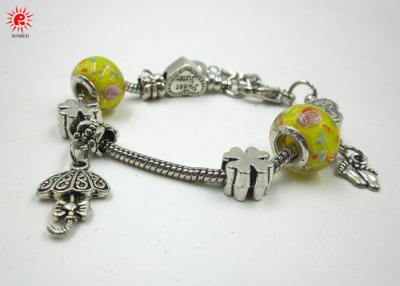 China Aangepaste Gele van de Charmearmbanden van de Glasparel de Dames Funky Armband van Pandora Te koop