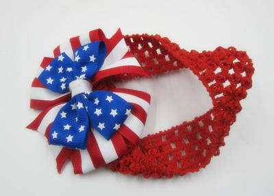 China US National Flag Elastic Fabric Girls Fabric Headband For Kids Red Bule for sale