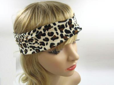 China Fashion Leopard Girls Fabric Headband Rope Beige Brown Comfortable for sale