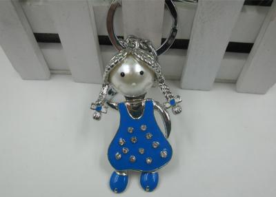 China Cute Pearl Face Key Chain Holder Long Braid Mobilizable Feet Girl Decorative Key Ring for sale