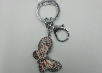 China Vivid Pink Butterfly Key Chain Holder With Lobster Clasp Exquisite for sale