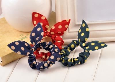 China Wave Point Bunny Ears Hair Scrunchies For Thick Hair , Handmade for sale