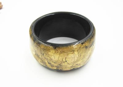 China Black Gold Foil Round Resin Bangle Bracelet Fashion Head - Made for sale