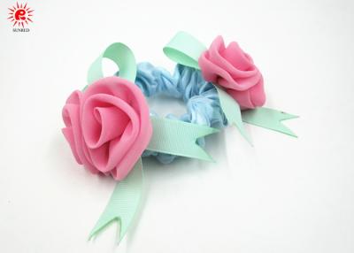 China Ladies Elastic Fabric Hair Bands With Flowers , Hair Scrunchy for sale