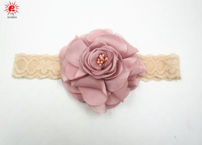 China Elastic Lace girls fabric headbands With Big Flower , Infant Hair Accessories for sale