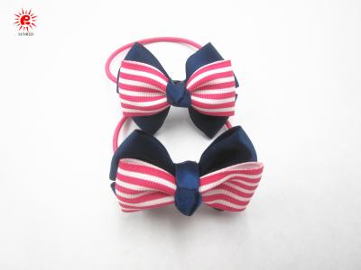 中国 リボンの縞の Bowknot の友好的な伸縮性がある毛の Scrunchies のポニーテールのホールダー Eco 販売のため