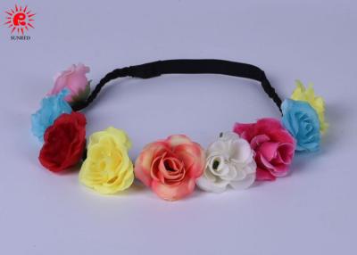 Chine Rose colorée fleurit le bandeau élastique de tissu pour des dames, accessoires de cheveux de fleur à vendre