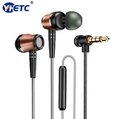 China High Quality In-Ear Silicon Wood Material Soft Cover Side In-Ear Earphone for sale